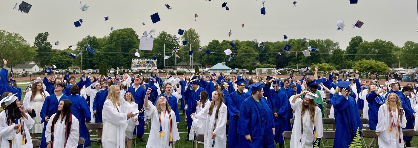 2025 Commencement tossing of hats